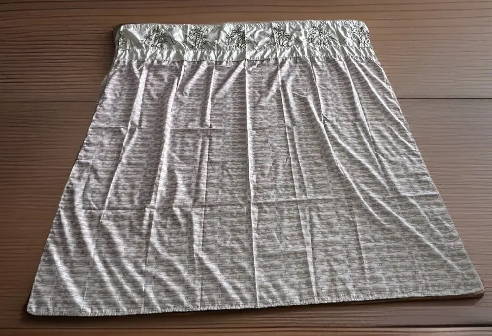 PALM TREE Embroidered Shower Curtain Tan Beige Green Tropical Island Home Decor